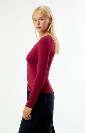 Shelby Button Up Split Hem Long Sleeve Top image number 4