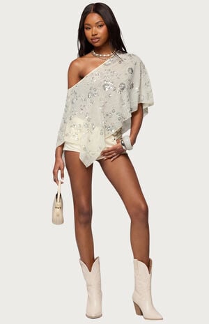 Triana Bead and Sequin Chiffon Poncho image number 5