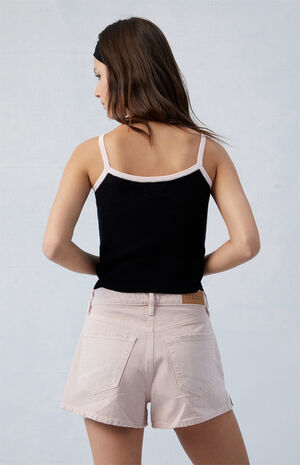 Eco Pink High Waisted Denim Festival Shorts image number 4