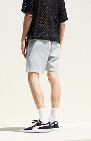 Gray Cotton Textured Volley Shorts image number 4