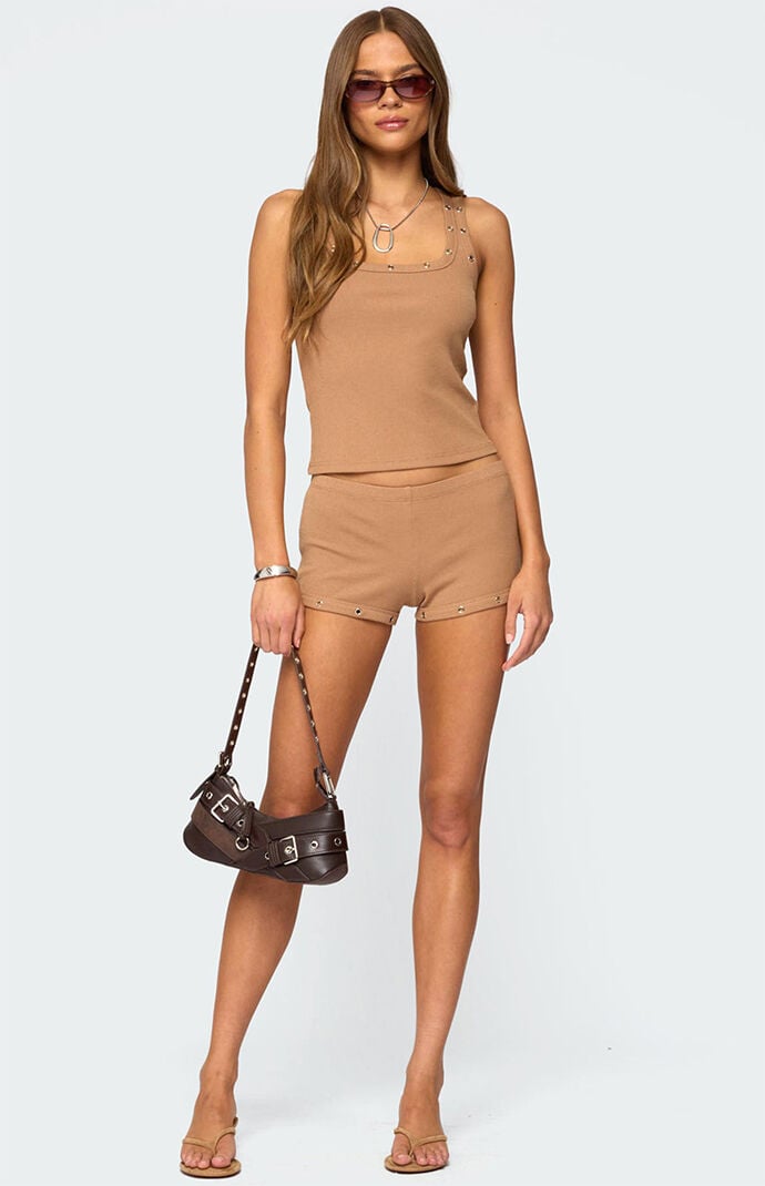 Edikted Hasel Grommet Ribbed Shorts