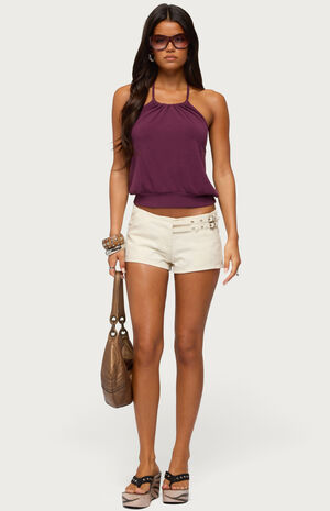 Ceresie Belt Denim Micro Shorts image number 5