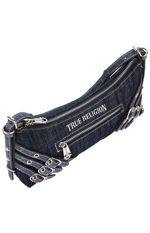 Triple Straps Dark Denim Shoulder Bag image number 5