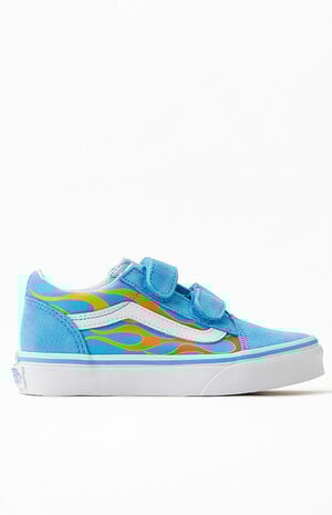 Kids Turquoise Hot Flame V Old Skool Shoes image number 2