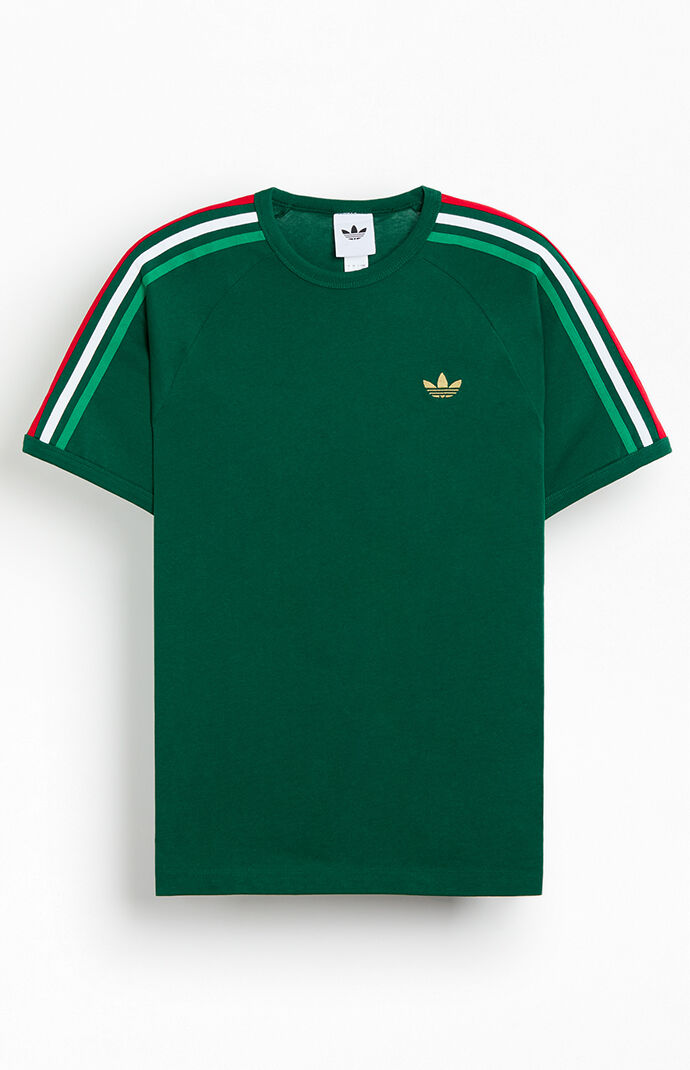 adidas Green Three Stripe T-Shirt