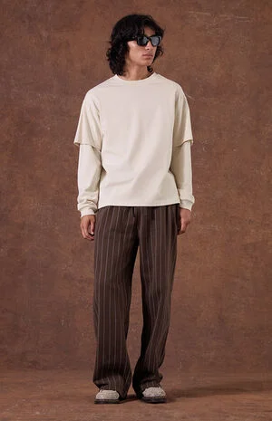 Pinstripe Extreme Baggy Fleece Sweatpants image number 1