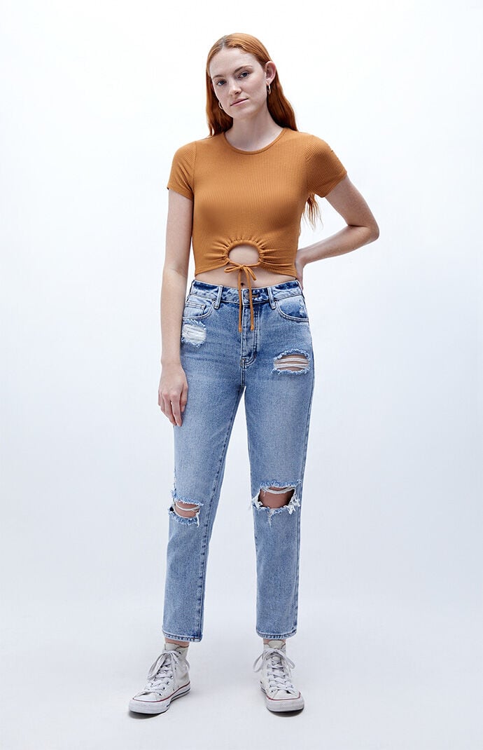 Jeans mom fit sale rotos