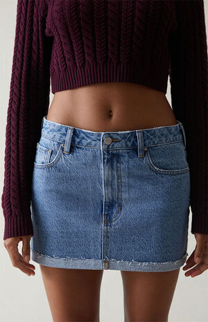 Medium Blue Low Rise Denim Mini Skirt image number 2