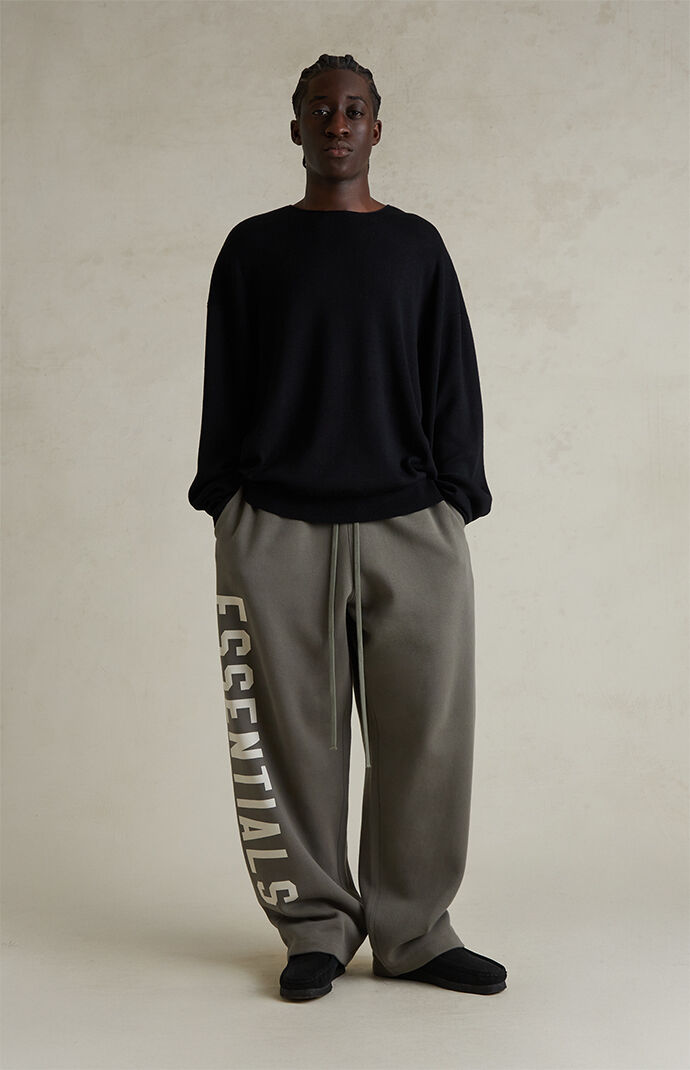 Fear of God ESSENTIALS Jet Black Merino Wool Crew Neck Sweater