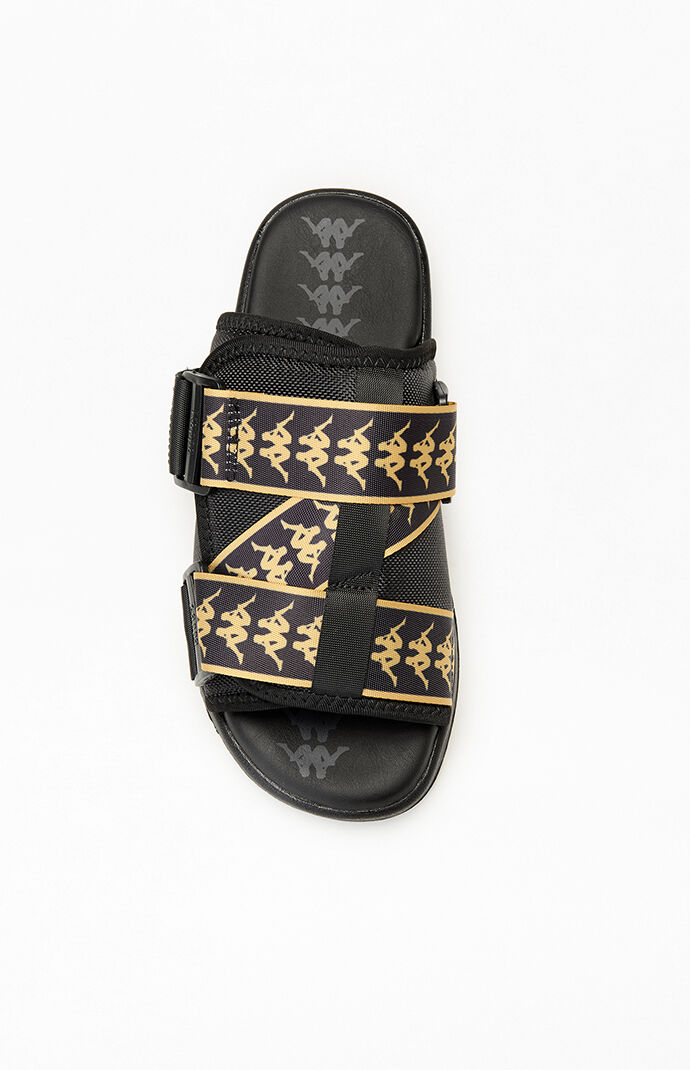 Kappa Black & Gold 222 Banda Mitel 1 Slide Sandals | PacSun