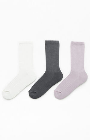 Roller 3 Pack Black & White Crew Socks image number 2