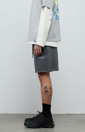 Active Washed Black Cutoff Fleece Sweat Shorts image number 3