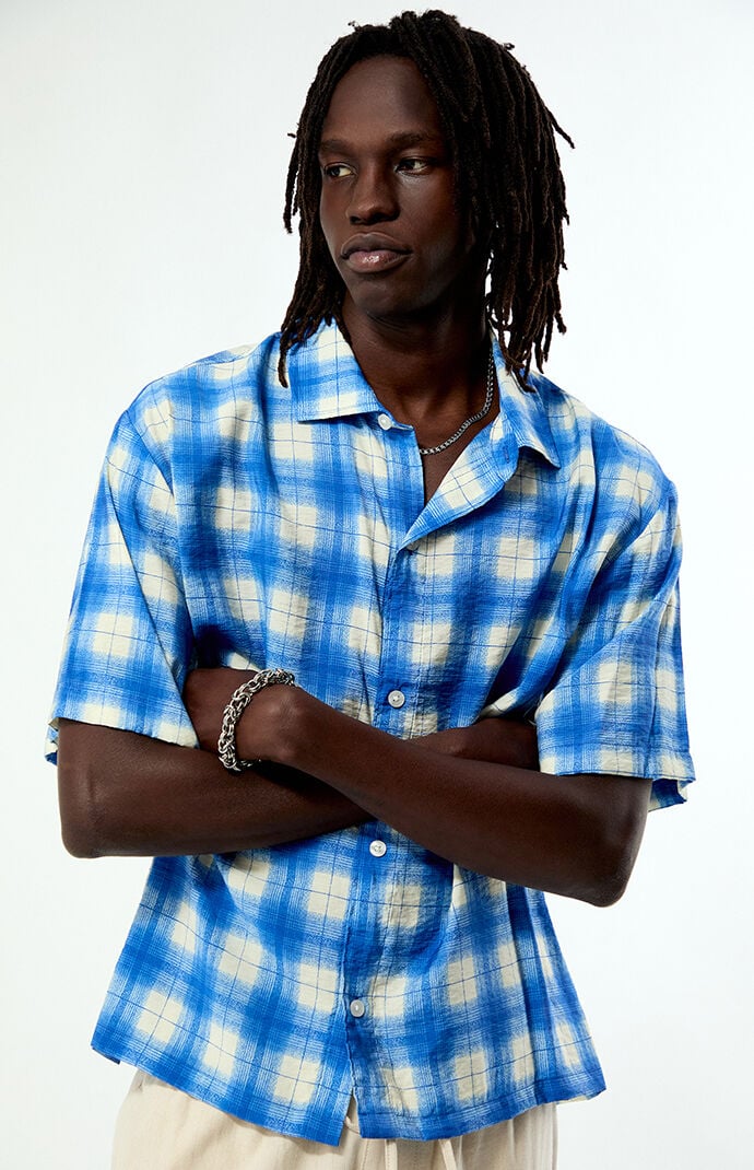 Pacsun Blue Plaid Nathan Short Sleeve Shirt