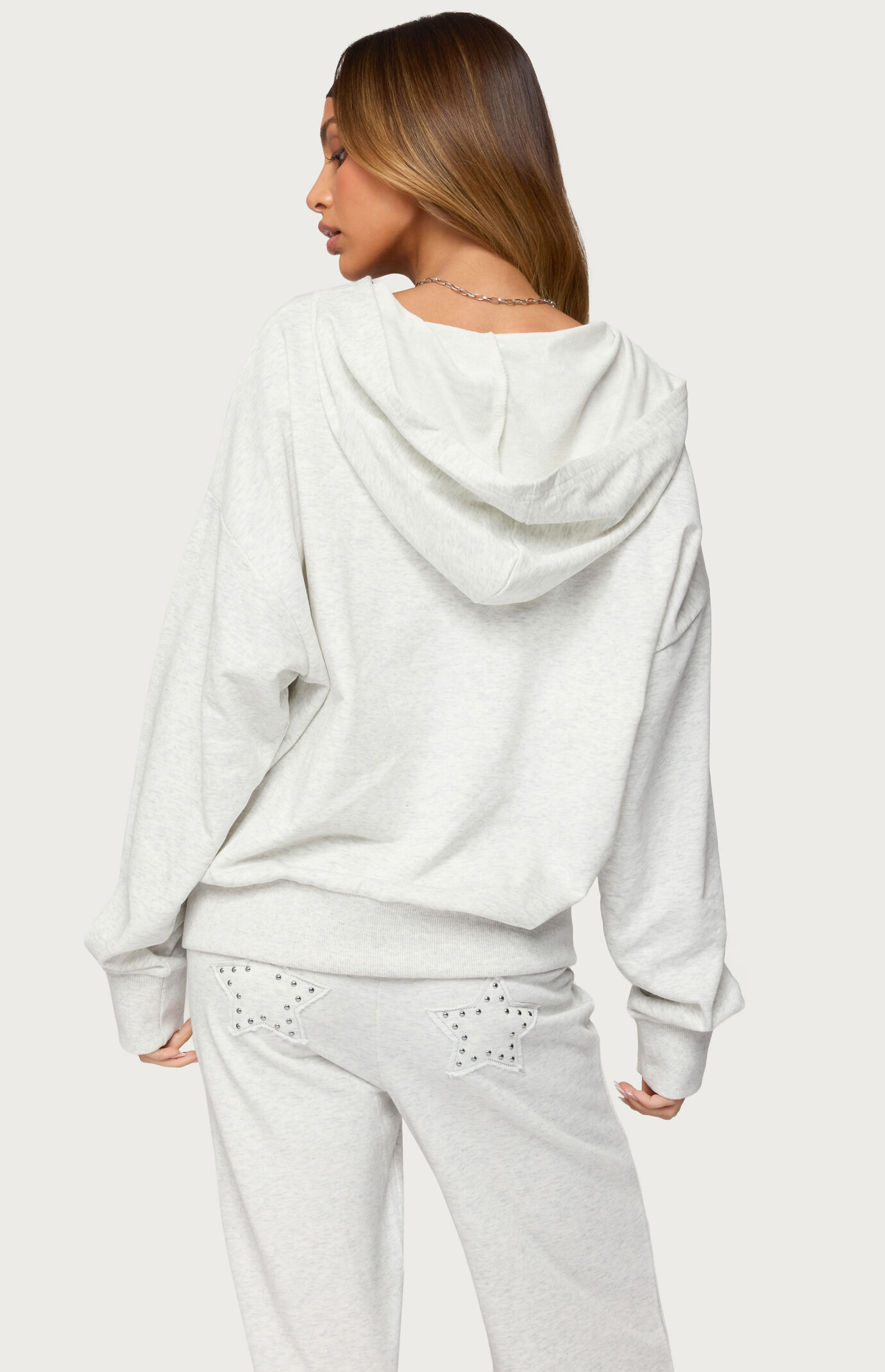 Edikted Briela Star Studded Zip Up Hoodie