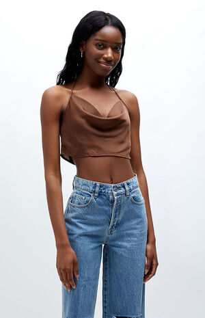 Cowl Neck Halter Tank Top image number 1