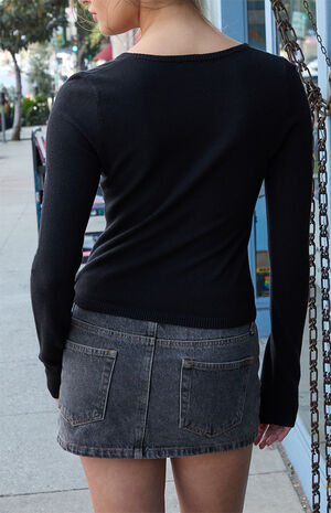 Black Soft Button Down Cardigan image number 3