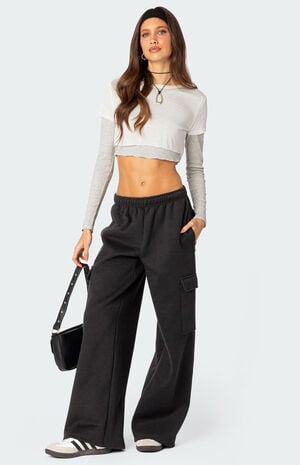 Wide Leg Cargo Sweatpants image number 1