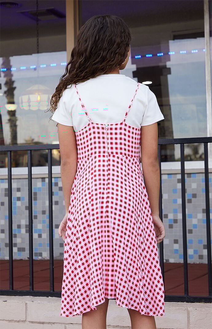 Pacsun Kids Red Gingham Sleeveless Dress