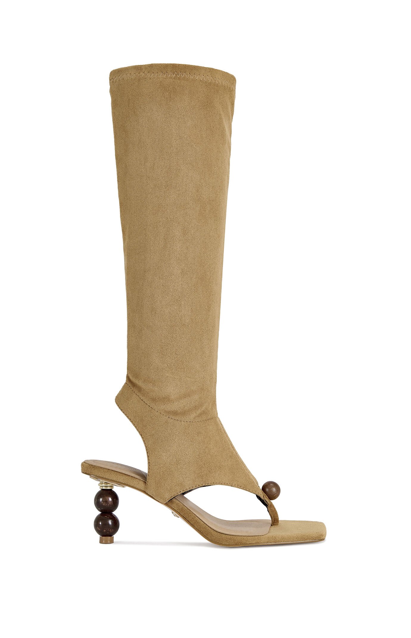 AZALEA WANG Women's Dottie Faux Suede Tan Stiletto Sandals