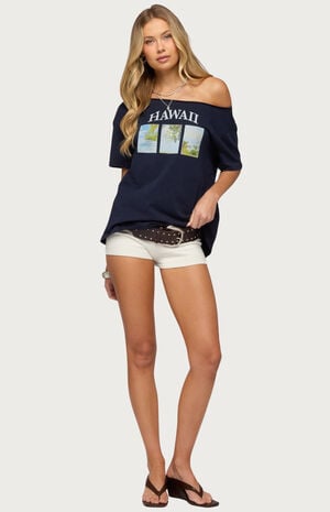 Hawaiian Babe Off Shoulder T-Shirt image number 4