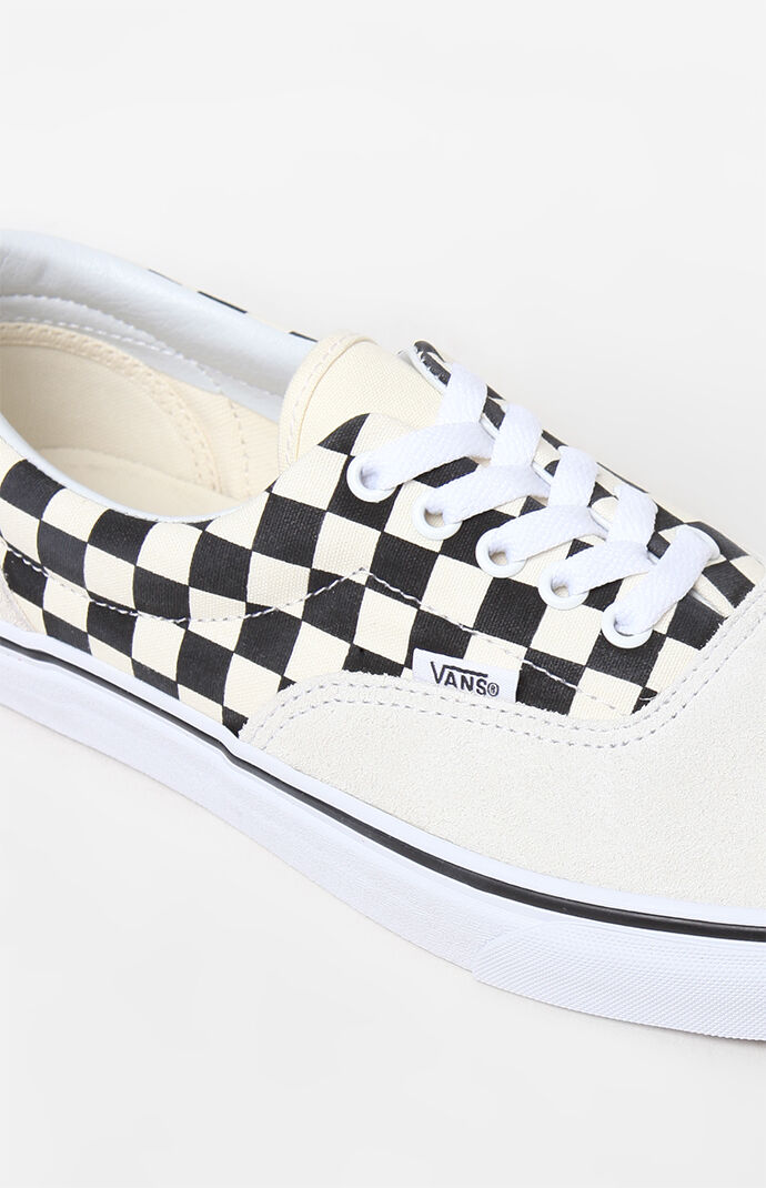 vans primary check era marshmallow & black shoes