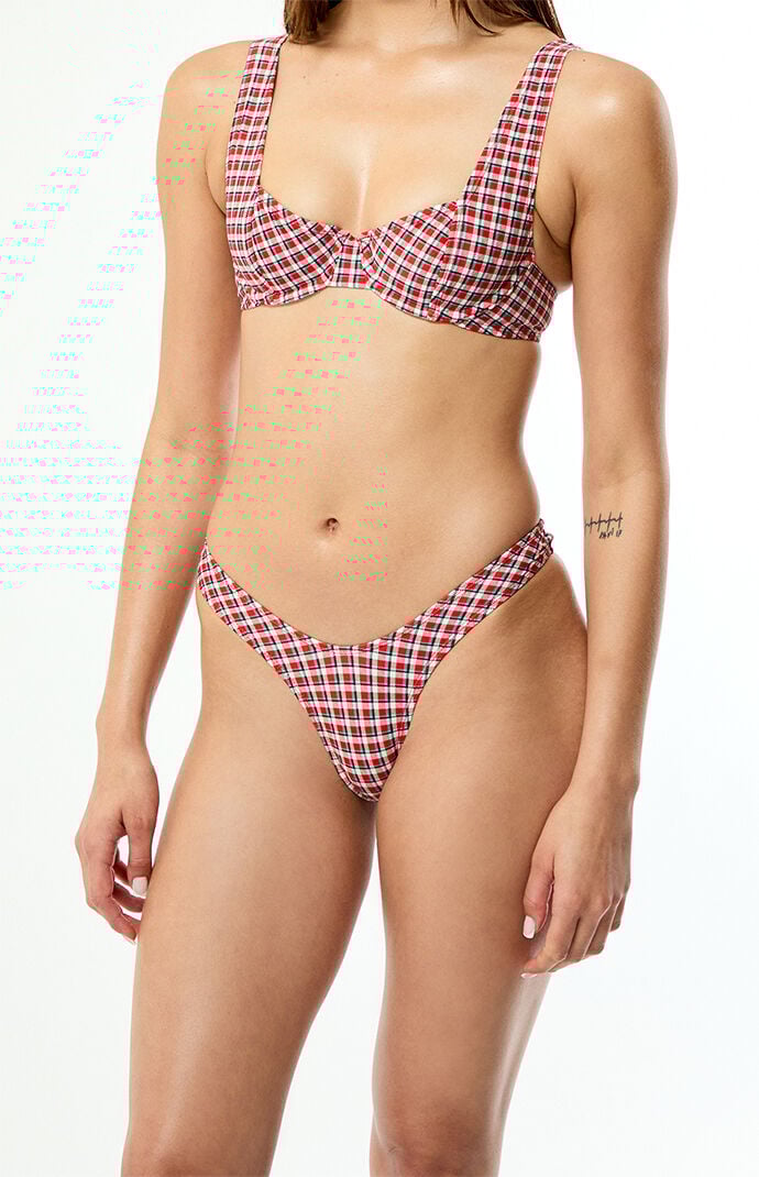 Snorkelbear Plaid Barbie High Cut Bikini Bottom