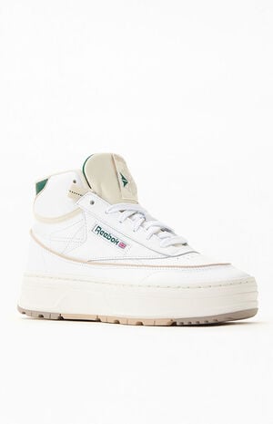 Women's White & Green Club C Double Geo Mid Sneakers image number 1