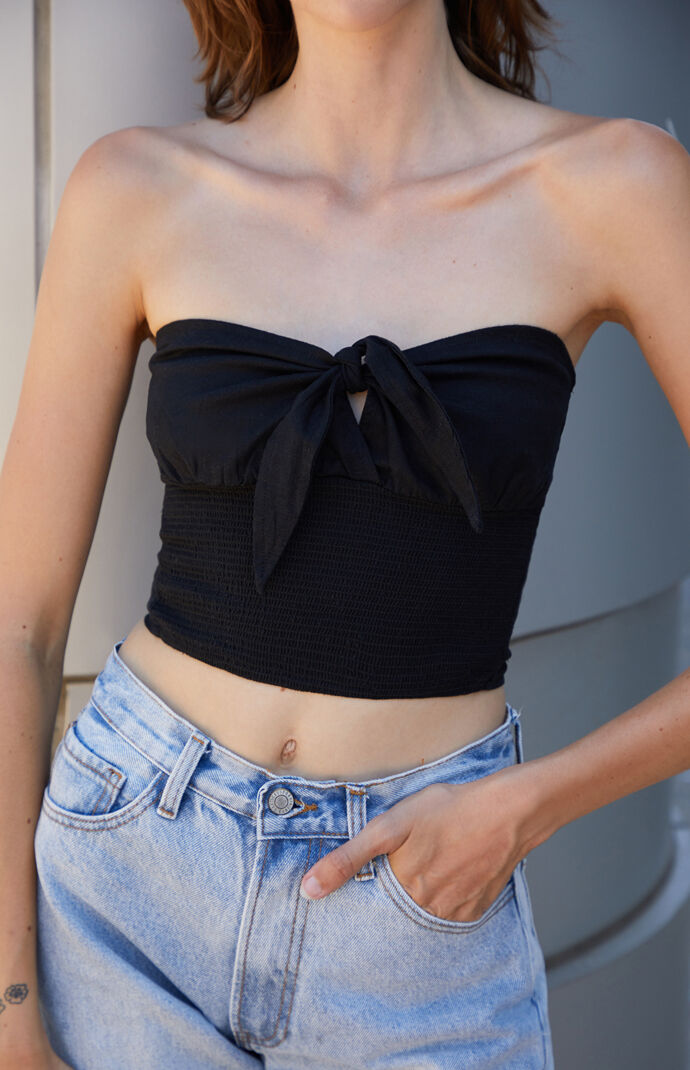 Black Tie Front Tube Top