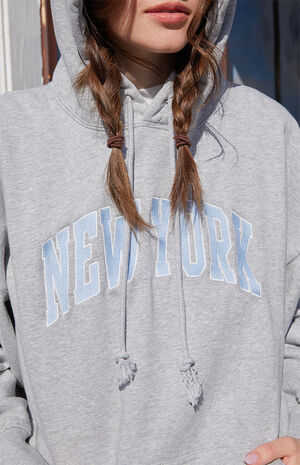 Heather Grey New York Oversized Hoodie image number 3