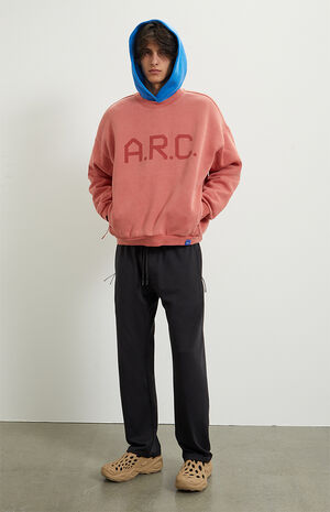 Red Vintage Wash Heavyweight Fleece Crew Neck Sweatshirt image number 5