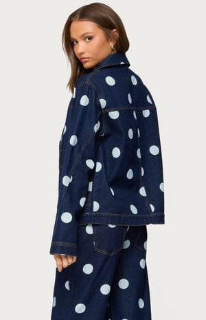 Leyah Polka Dot Oversized Denim Jacket image number 3