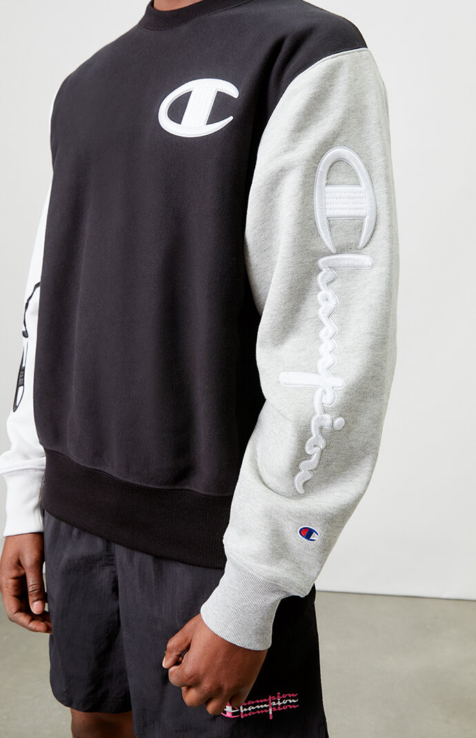 Colorblocked Reverse Weave Crew Neck Sweatshirt