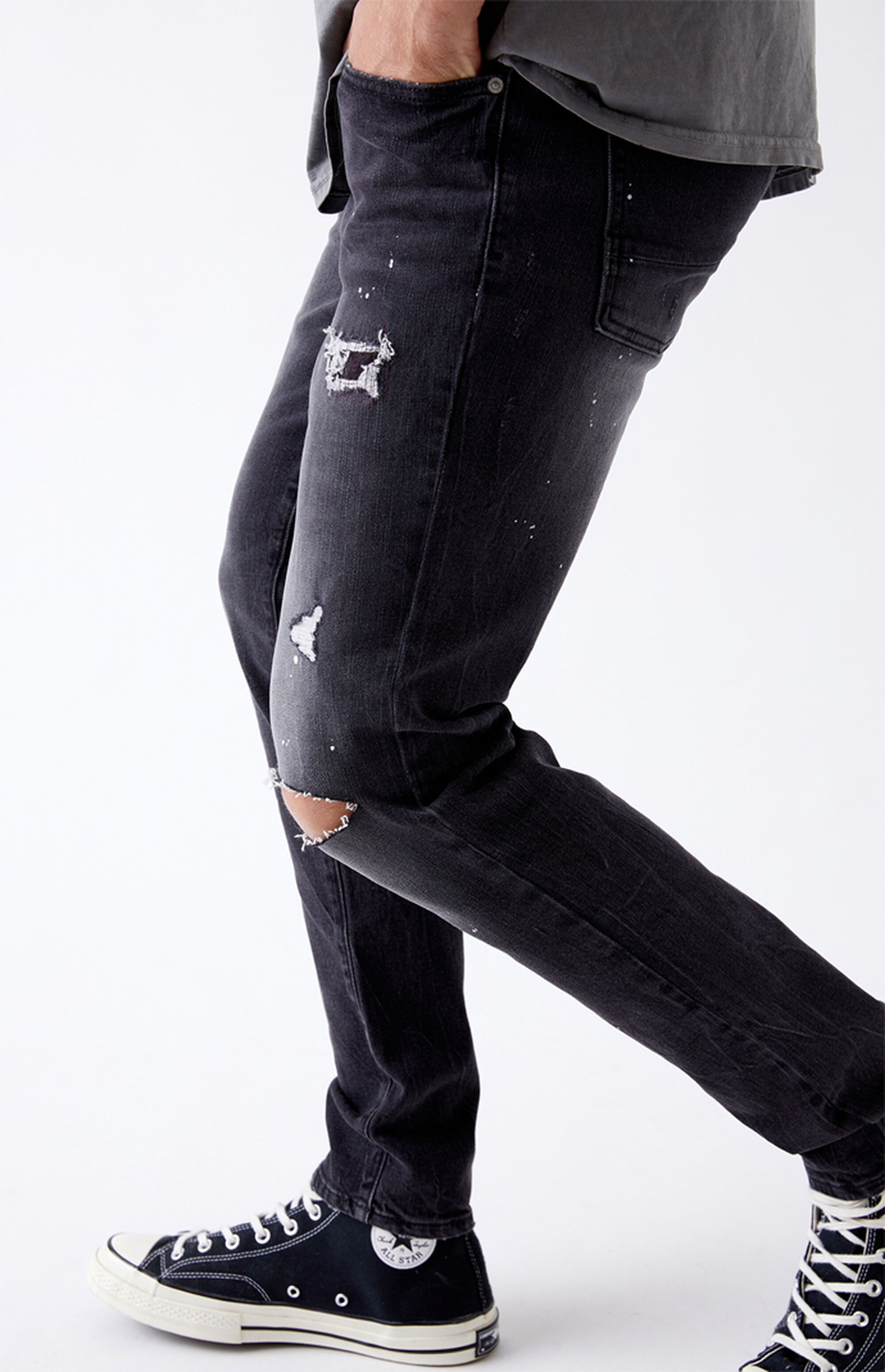 PacSun Black Paint Splatter Skinny Jeans PacSun
