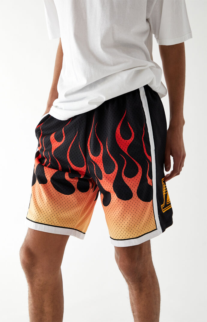 96 Lakers Flames Basketball Shorts