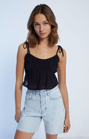 Tonal Plaid Babydoll Tank Top image number 2