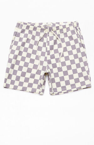 PacSun Purple Checkered Twill Volley Shorts