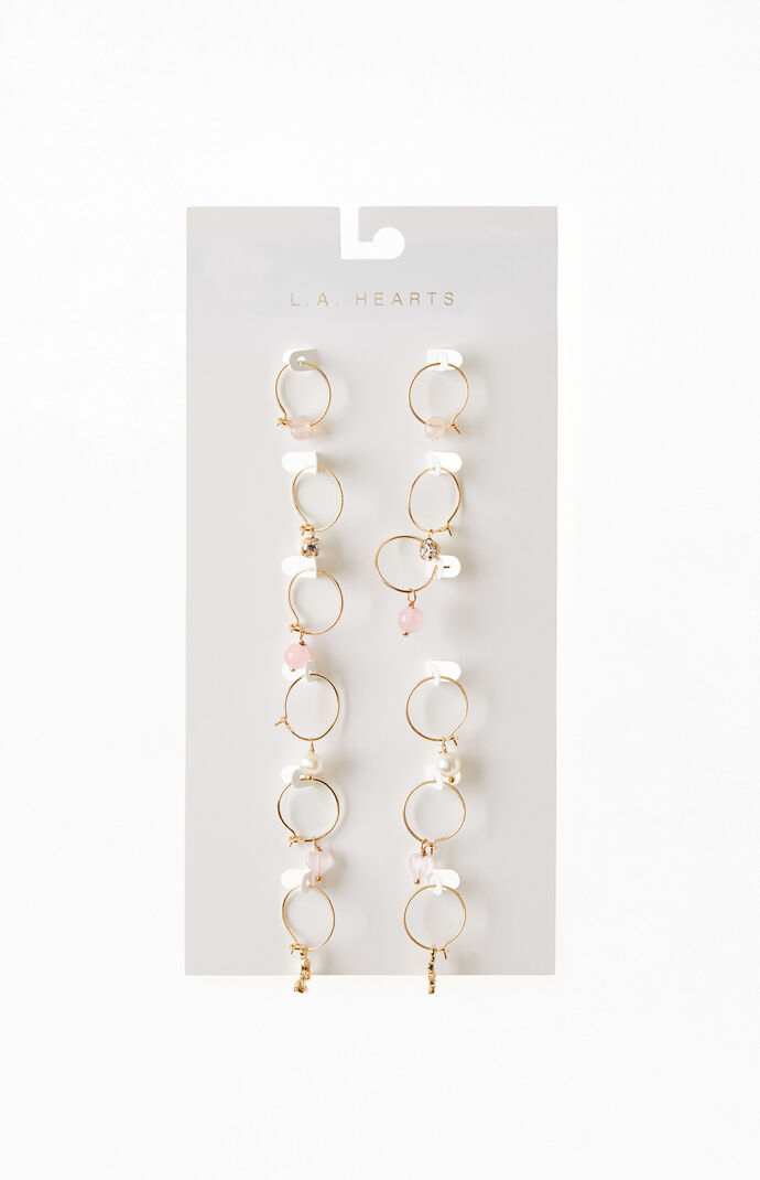 6 Pack Pink Earrings