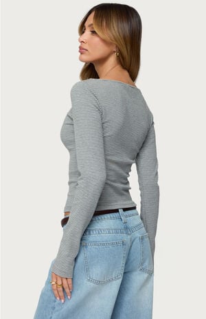 Loria Striped Boat Neck Top image number 3