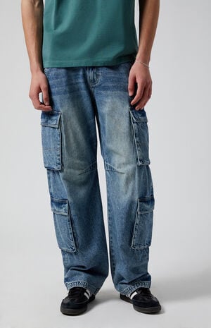 Dark Indigo Baggy Barrel Cargo Jeans