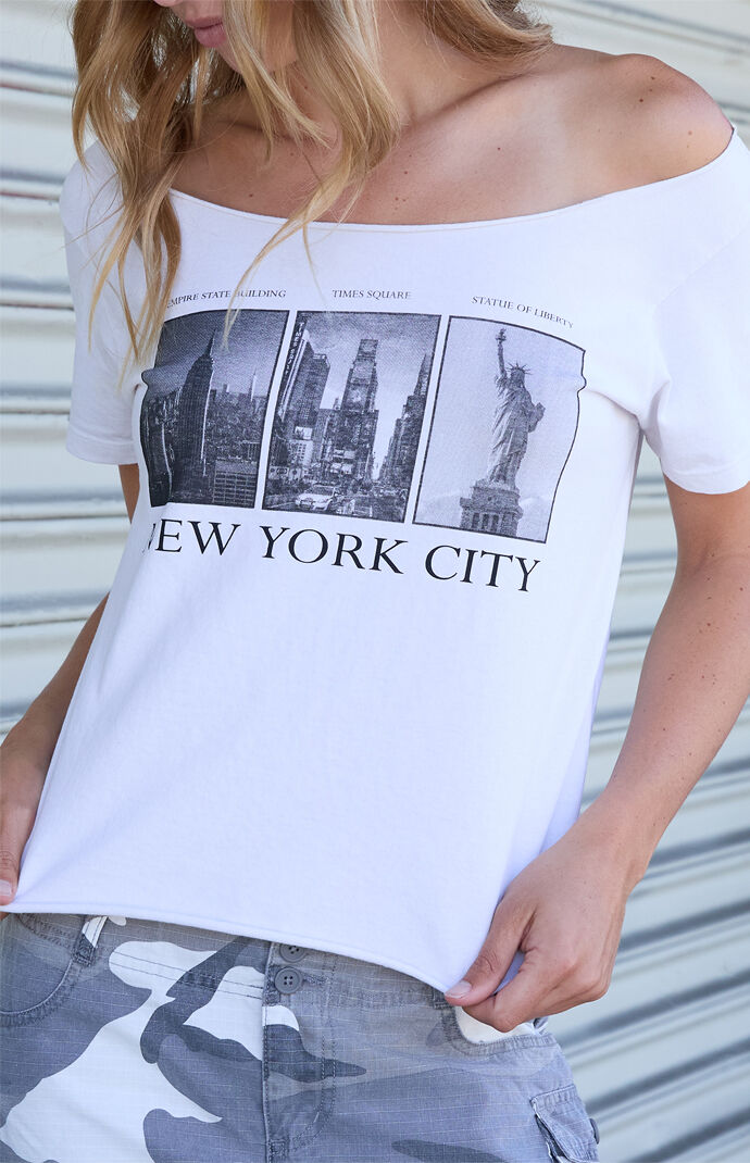 John Galt White Robyn NYC Cropped Off-The-Shoulder Top