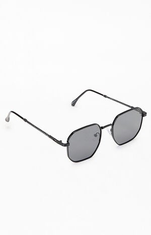 Black Metal Rectangle Frame Sunglasses image number 1
