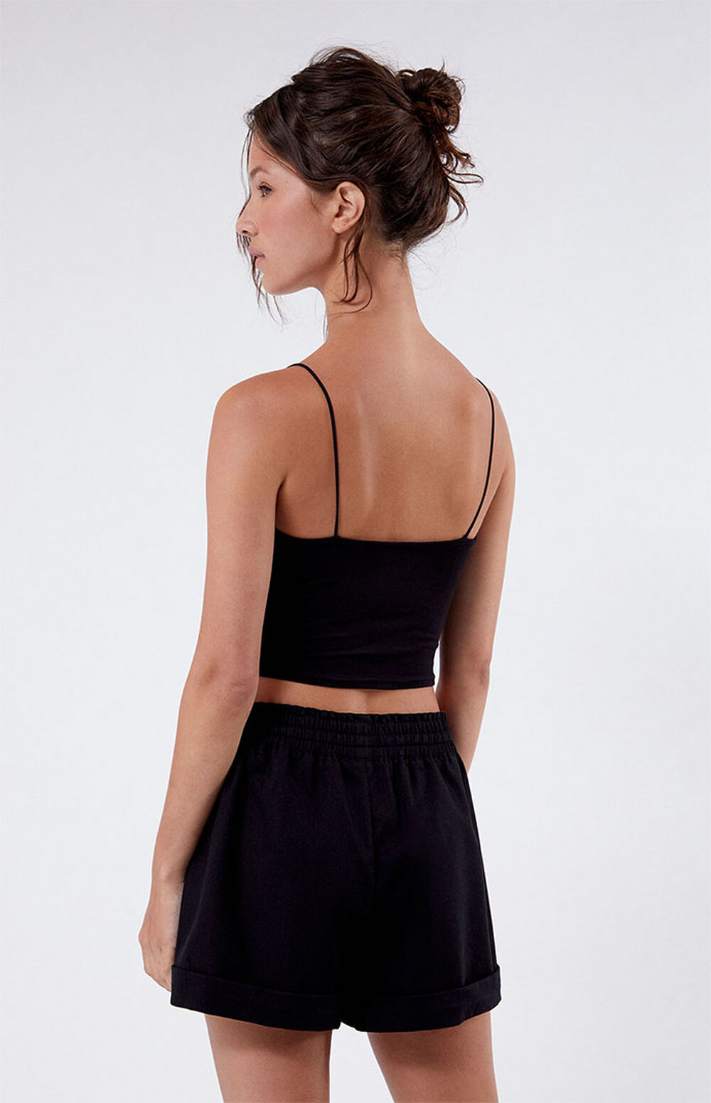 Elasticated Waist Relaxed Fit Satin Textured Shorts