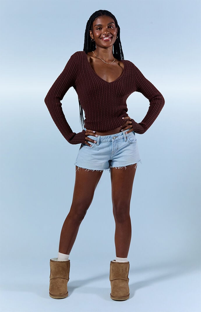 Pacsun Jamie Low Rise Jean Micro Shorts Raw Hem Light Blue Pacsun Jamie Low Rise Jean Micro Shorts Raw Hem Light Blue