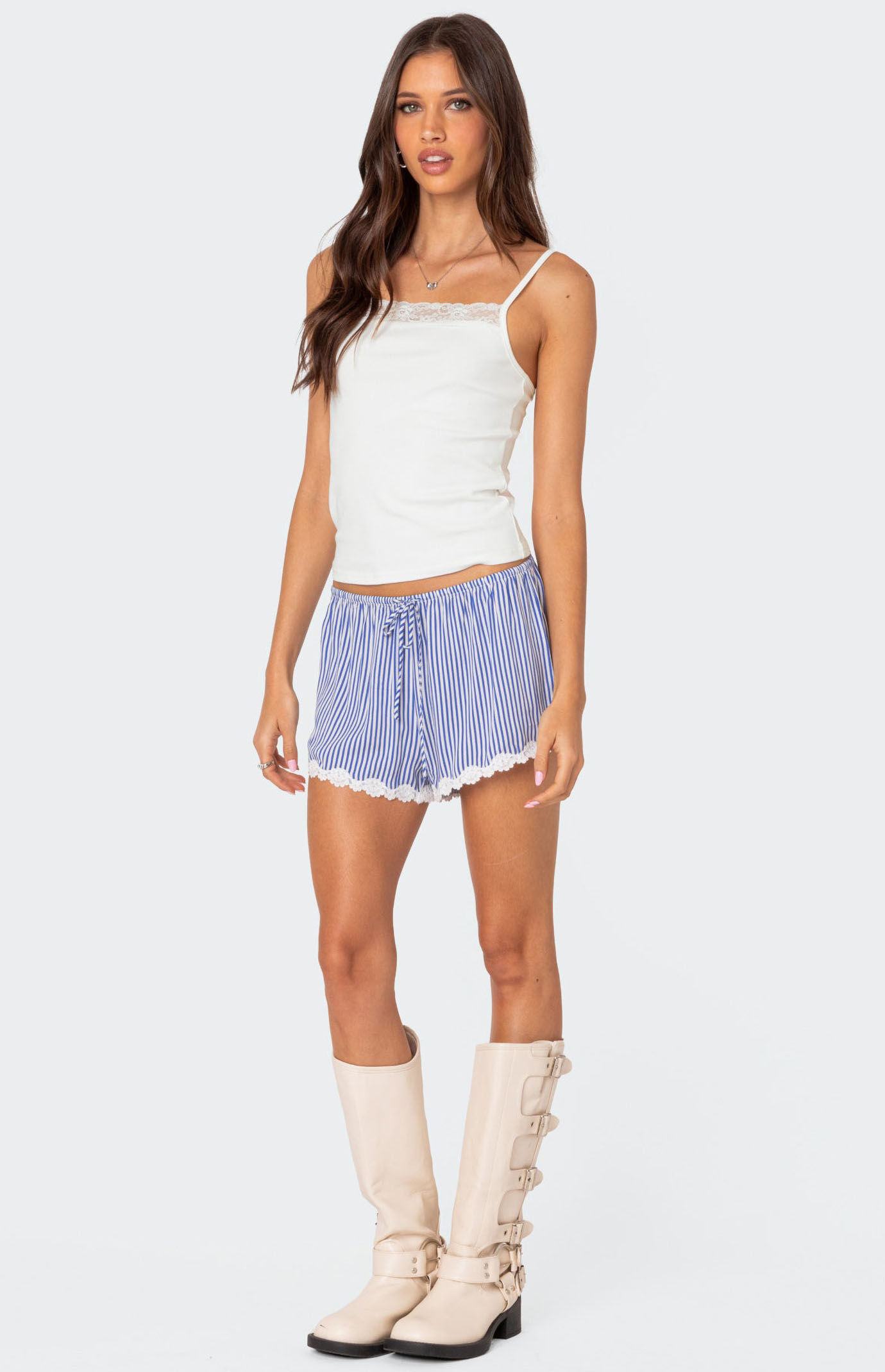 Edikted Gretchen Lace Trim Tank Top