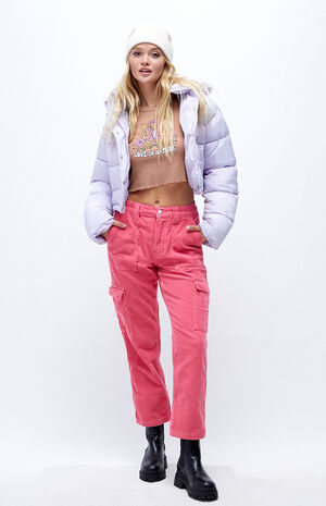 PacSun Pink Corduroy Elastic Waist Cargo Pants | PacSun