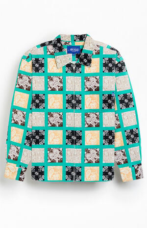 Paisley Printed Corduroy Zip Up Shirt image number 1
