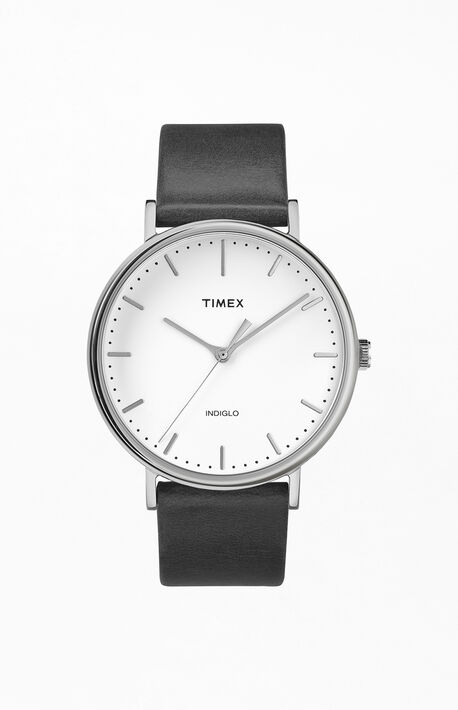 Black Fairfield Leather Strap Watch