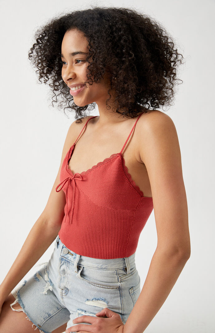 LA Hearts Lace Trim Sweater Tank Top | PacSun