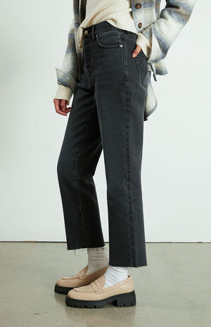 Eco Black High Waisted Straight Leg Jeans image number 3