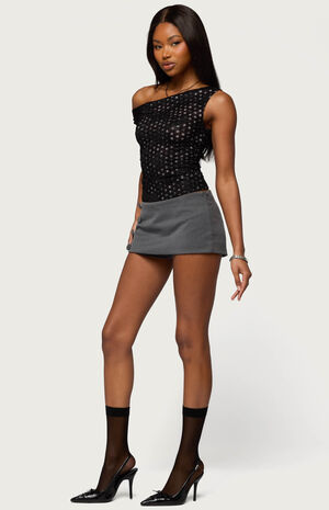 Off Shoulder Lace Polka Dot Top image number 4